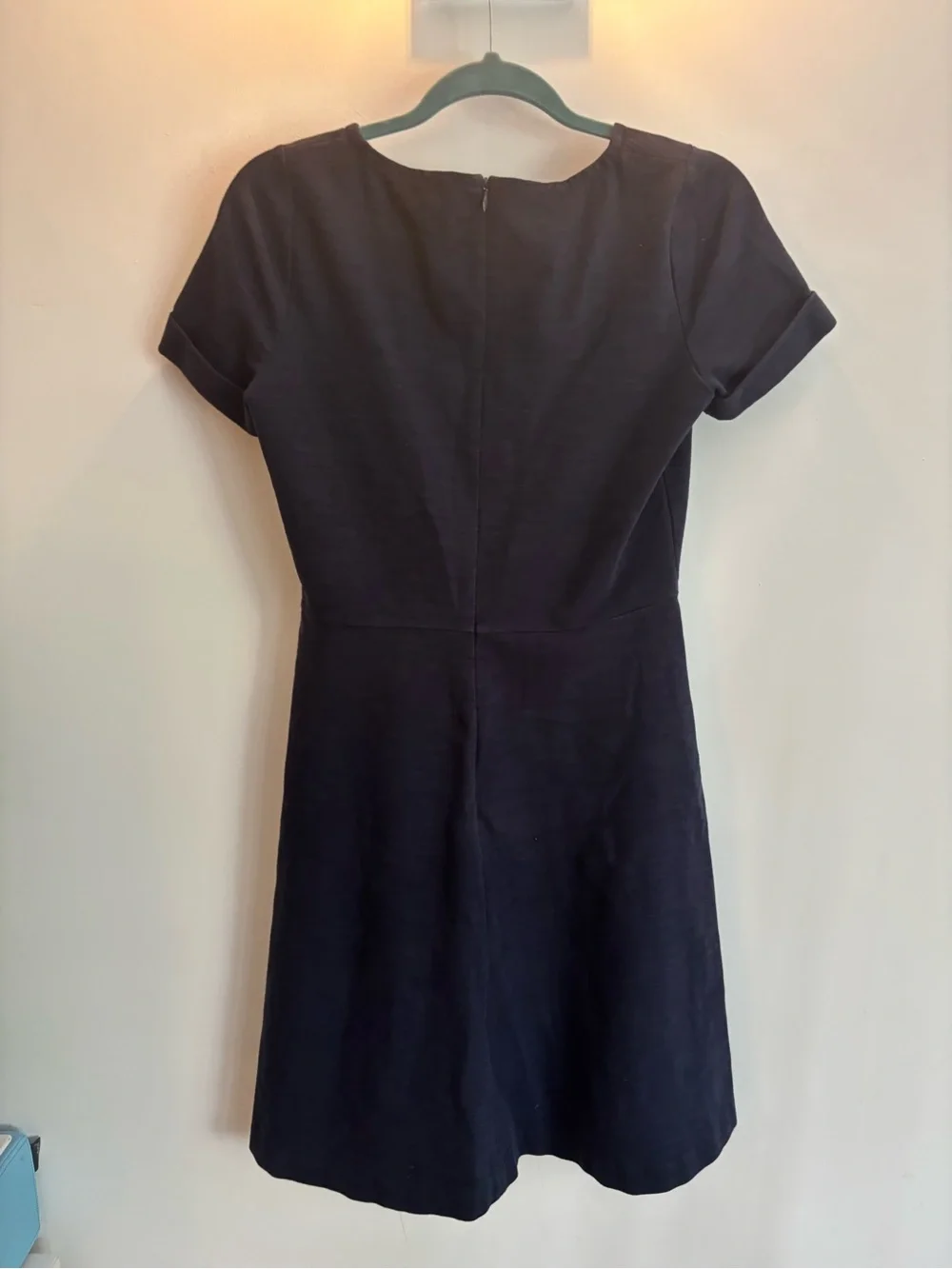 J. Crew Black Short-Sleeve Fit-and-Flare Dress